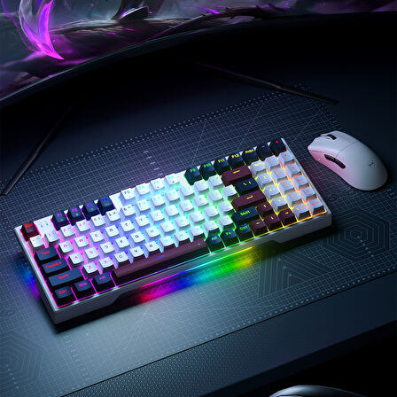 Machenike K500 Pro-B94 Kablolu Silver Switch RGB Mavi İngilizce Gaming Klavye