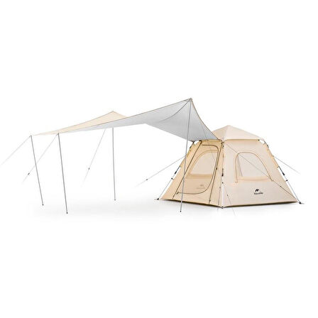 Naturehike Ango UPF 50+ Gölgelikli Otomatik Kurulum Kamp Çadırı 3 Kişilik-Ekstra Gölgelikli / Gümüş