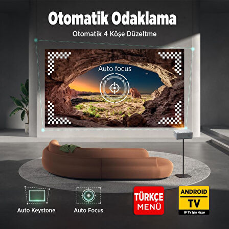 Vankyo Leisure L470A Android TV 1080P Destekli Projeksiyon Cihazı +Auto Focus+Auto Keystone+6G WiFi+5.2 Bluetooth+300 İnç Yansıtma+HiFi Premium Ses Sistemi Beyaz PS5/XBOX/HDMI