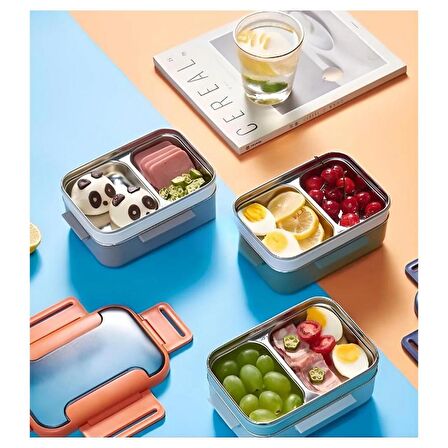 Vagonlife Bento 1200 ml Lunchbox 2 Katlı Yeni Nesil Sefer Tası Turuncu