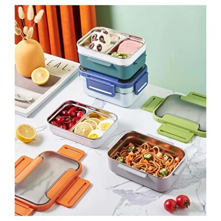 Vagonlife Bento 1200 ml Lunchbox 2 Katlı Yeni Nesil Sefer Tası Mavi