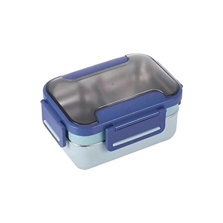 Vagonlife Bento 1200 ml Lunchbox 2 Katlı Yeni Nesil Sefer Tası Mavi