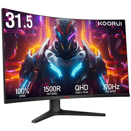 Koorui 31.5" GA01 170Hz 1ms VA QHD (HDMI, DisplayPort) Curved Monitör