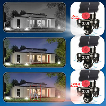 Apronx 9MP 4G Solar PTZ Kamera | 3 Ekran 10x Optik Zoom | 12W Panel | 20.000 mAh Batarya | SIM Kartlı