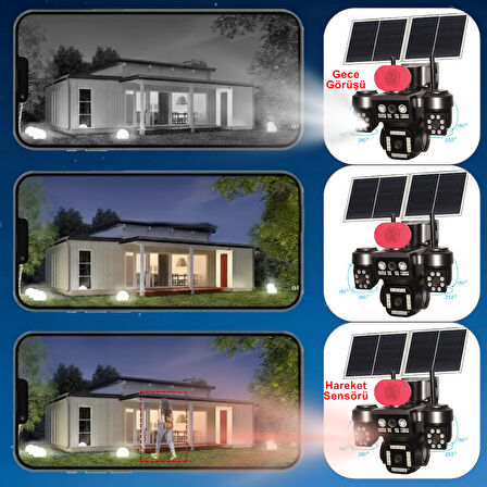 Apronx 9MP 4G Solar PTZ Kamera | 3 Ekran Üçlü Görüş | 12W Çift Panel | 20.000 mAh Batarya | SIM Kartlı