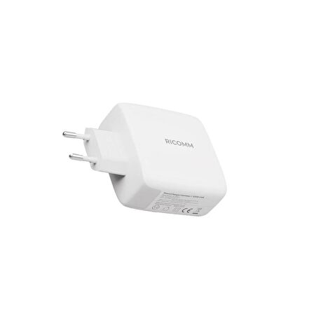 Ricomm 100W GaN 3 Portlu USB-C + USB-A Şarj Aleti Notebook & MAcbook iPhone QC5.0 PD Type-C Hızlı Şarj Cihazı + 100W Şarj Kablosu