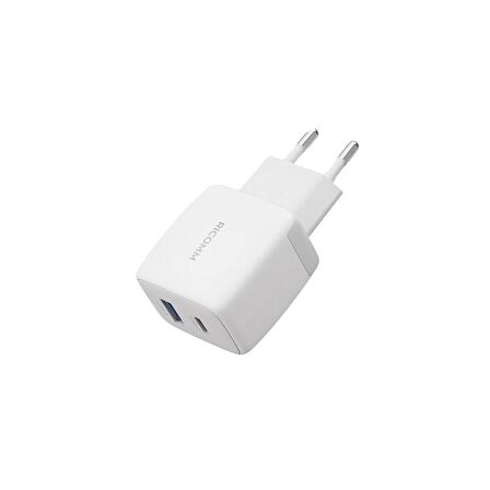 Ricomm 25W GaN USB-C + USB-A Şarj Aleti iPhone & iPad & Xiaomi Uyumlu Samsung PPS PD Hızlı Şarj Cihazı + 2 Metre Type-C 60W Şarj Kablosu
