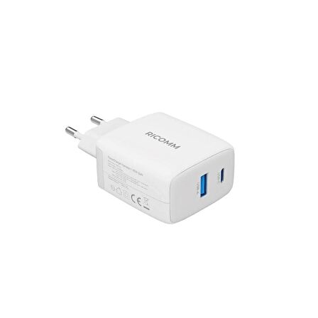 Ricomm 65W GaN USB-C + USB-A Şarj Aleti iPhone & iPad & Macbook &Samsung & Notebook Hızlı Şarj Cihazı + 2 Metre 100W Type-C Şarj Kablosu