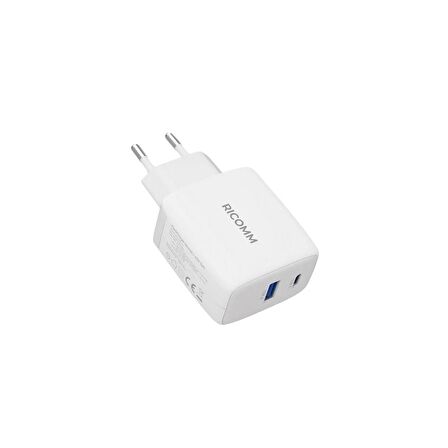 Ricomm 65W GaN USB-C + USB-A Şarj Aleti iPhone & iPad & Macbook &Samsung & Notebook Hızlı Şarj Cihazı + 2 Metre 100W Type-C Şarj Kablosu