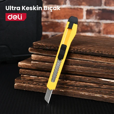 DELI  Profesyonel Plastik Saplı 9 mm  SK5 Kırılabilir Maket Bıçağı| Dayanıklı ABS Gövdeli