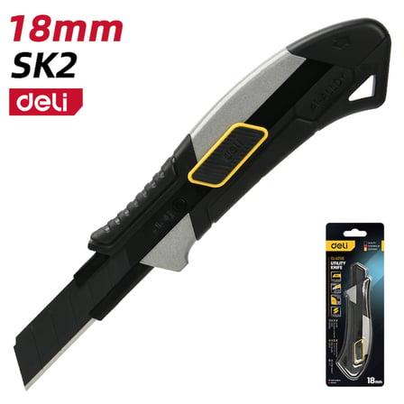 DELI Profesyonel 18 mm SK2 Kırılabilir Maket Bıçağı | Alüminyum Alaşımlı Gövde