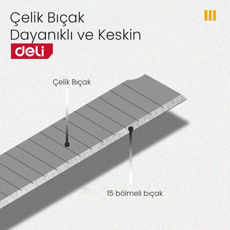 DELI Profesyonel Plastik Saplı  SK5 Çelik 18mm Kırılabilir Maket Bıçağı ABSGövdeli
