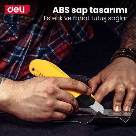 DELI Profesyonel Plastik Saplı  SK5 Çelik 18mm Kırılabilir Maket Bıçağı ABSGövdeli