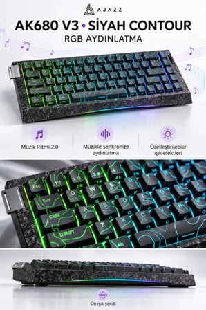 AK680 V3 8000 Hz Manyetik RGB Oyuncu Klavyesi Siyah Contour Meow Meow
