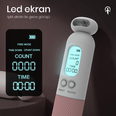 Agnite Elektronik Sayaçlı Çelik Atlama İpi, Pembe