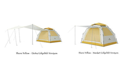 Naturehike Ango ES60 Gölgelikli Otomatik Kurulum Kamp Çadırı Thorn Yellow-Ekstra Gölgelikli