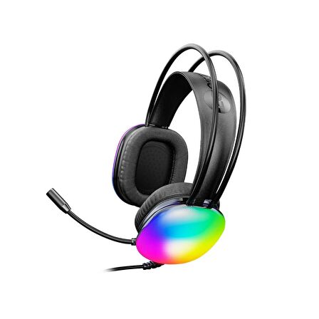 Lenovo Lecoo HT409 USB Kablolu RGB LED Aydınlatmalı Mikrofonlu Kulak Üstü Gaming Kulaklık Siyah