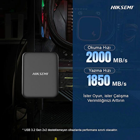 Hiksemi 1tb 2000MB/S - 1850MB/S USB 3.2 GEN2X2 Typec Manyetik Taşınabilir Harddisk