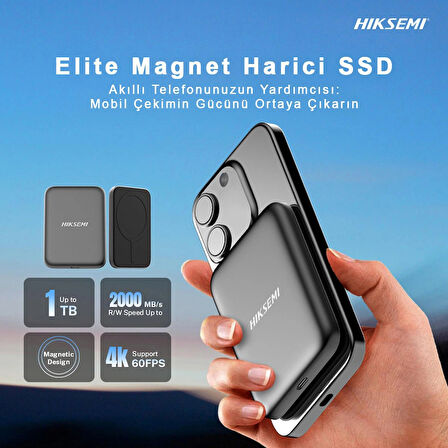 Hiksemi 1tb 2000MB/S - 1850MB/S USB 3.2 GEN2X2 Typec Manyetik Taşınabilir Harddisk