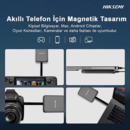 Hiksemi 1tb 2000MB/S - 1850MB/S USB 3.2 GEN2X2 Typec Manyetik Taşınabilir Harddisk