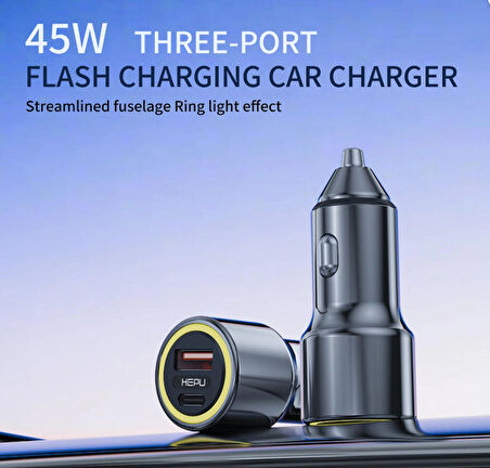 HEPU HP-782 48W Hızlı Araç Şarjı – Type-C & USB Çıkışlı Metal Gövde