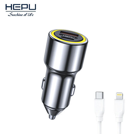 HEPU HP-782 48W Hızlı Araç Şarjı – Type-C & USB Çıkışlı Metal Gövde
