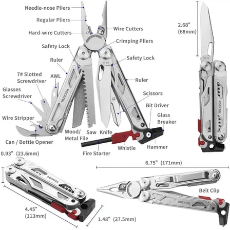 Rocktol 22 Fonksiyonlu Multitool Pense Kılıflı