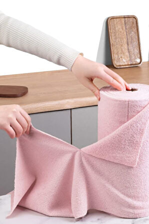 Çok Amaçlı Rulo Mikrofiber Temizlik Bezi 30x30 40 Yapraklı Pembe