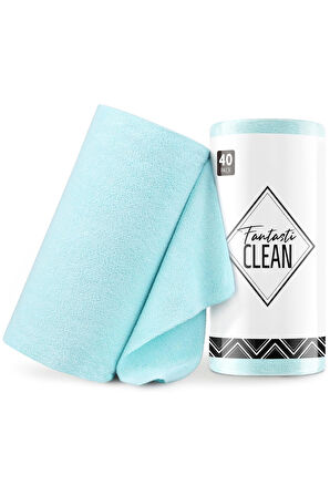Çok Amaçlı Rulo Mikrofiber Temizlik Bezi 30x30 40 Yapraklı Mavi
