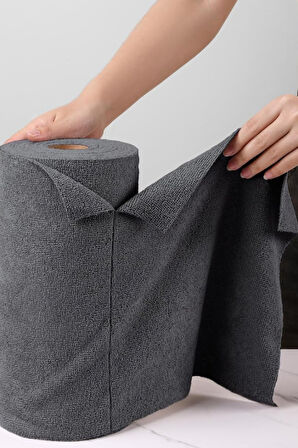 Çok Amaçlı Rulo Mikrofiber Temizlik Bezi 30x30 40 Yapraklı Koyu Gri