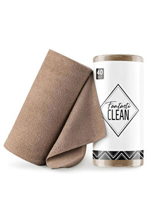 Çok Amaçlı Rulo Mikrofiber Temizlik Bezi 30x30 40 Yapraklı Kahverengi