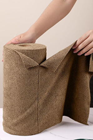 Çok Amaçlı Rulo Mikrofiber Temizlik Bezi 30x30 40 Yapraklı Kahverengi