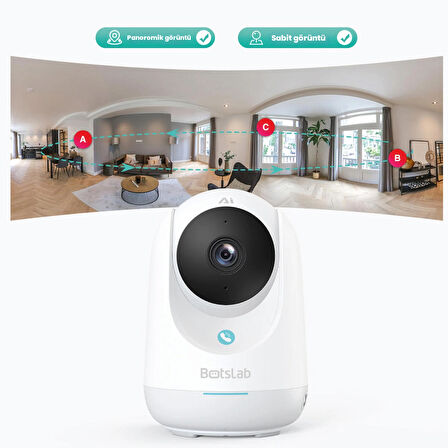 +360 Botslab 2C Pro Smart Camera SET - 3K / Tek Tuşla Sesli Arama / 360 Akıllı Güvenlik Kamerası - C222
