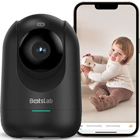 Botslab 360+ C211 2K Pro WiFi 360° Akıllı Güvenlik Kamerası Bebek Monitörü Evcil Hayvan Kamerası İç Mekan Kamerası IP Kamera Yeni Versiyon Siyah (Distribütör Garantili)