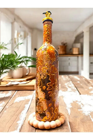 El Yapımı Altın Varaklı Yağdanlık Tasarım Sunum Standı ile Şık Mutfaklar ve Sofralar