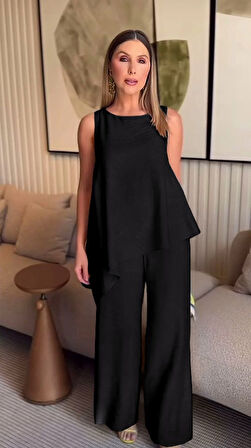 Asimetrik Bluz & Pantolon İkili Takım