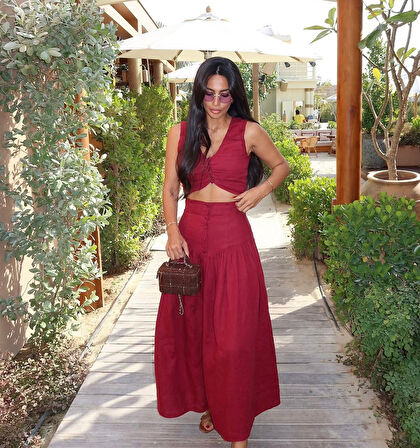 DÜĞME DETAYLI İKİLİ TAKIM