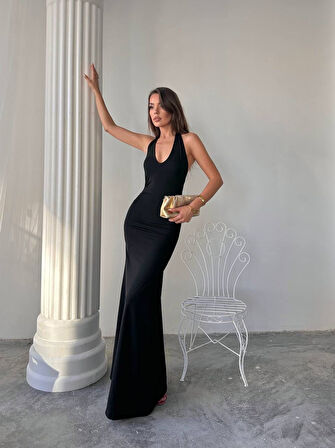 Maxi halter elbise