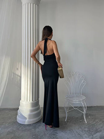 Maxi halter elbise