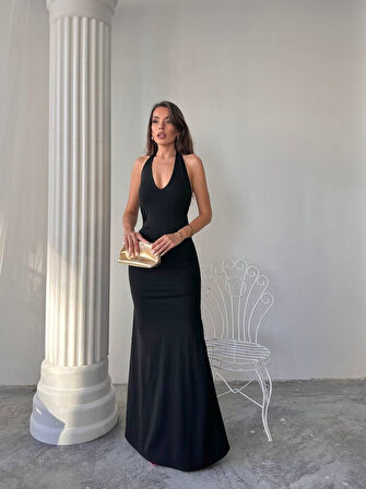 Maxi halter elbise