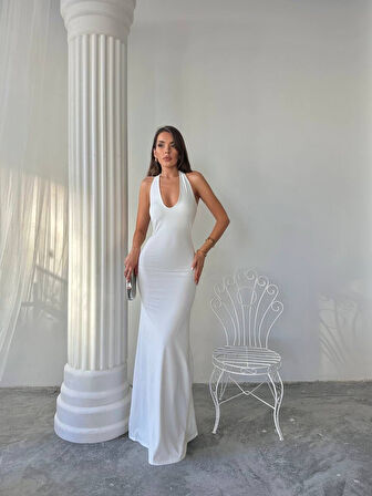 Maxi halter elbise