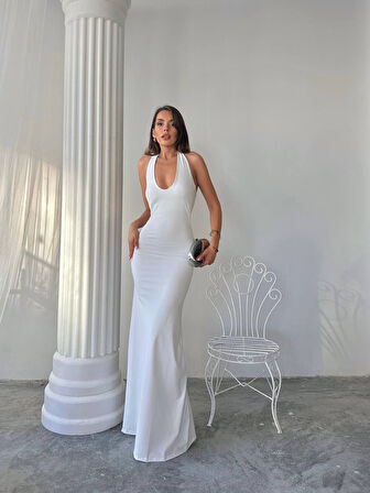 Maxi halter elbise