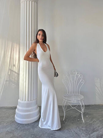 Maxi halter elbise