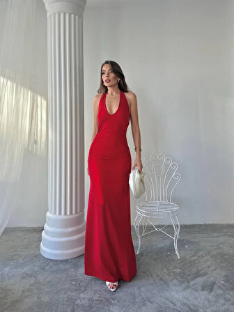 Maxi halter elbise