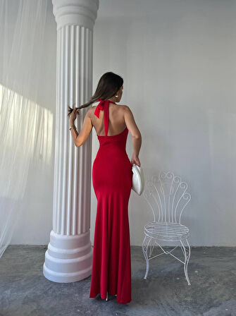 Maxi halter elbise