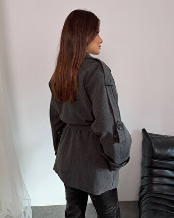 APOLET KUŞAK DETALI KAŞE KABAN