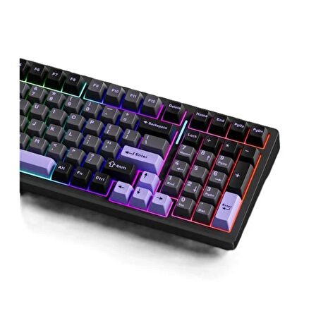 MCHOSE G98 Pro %98 RGB Kablosuz Hotswap Siyah – Mor Mekanik Gaming Klavye (MC-G98S-3)