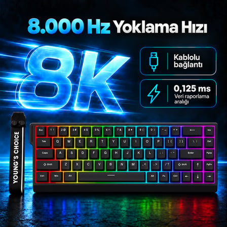 MCHOSE Ace68 E-sport Black %65 Hall Effect Uranus Manyetik Switch RGB Hotswap Mekanik Gaming Klavye (MC-Ace68-5)