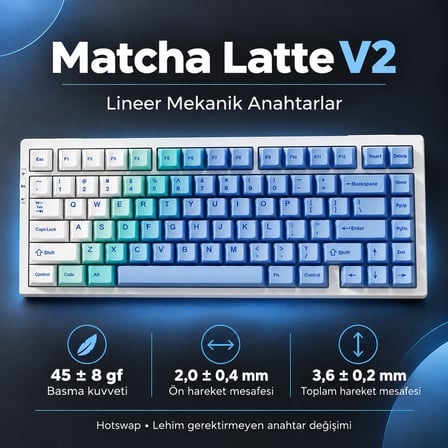 MCHOSE G75 Pro Arctic Snow %75 Matcha Latte Switch V2 Hotswap RGB Kablosuz İngilizce Mekanik Gaming Klavye (G75-12A)