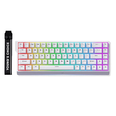 MCHOSE Ace68 E-sport White %65 Hall Effect Ice Blue Manyetik Switch RGB Hotswap Mekanik Gaming Klavye (MC-Ace68-15)